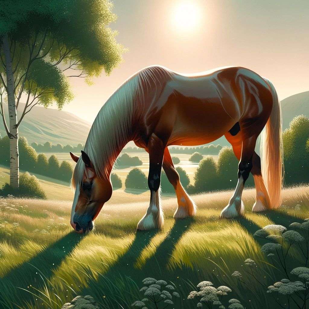 a horse, digital art, 2.5D style